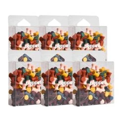 Poppin Push Pins, Assorted Colors, 100/Box, 6 Boxes/Kit (108678)