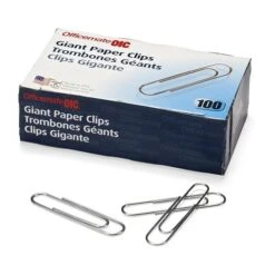 Officemate Gem Jumbo Paper Clips, Silver, 100/Box (99914)