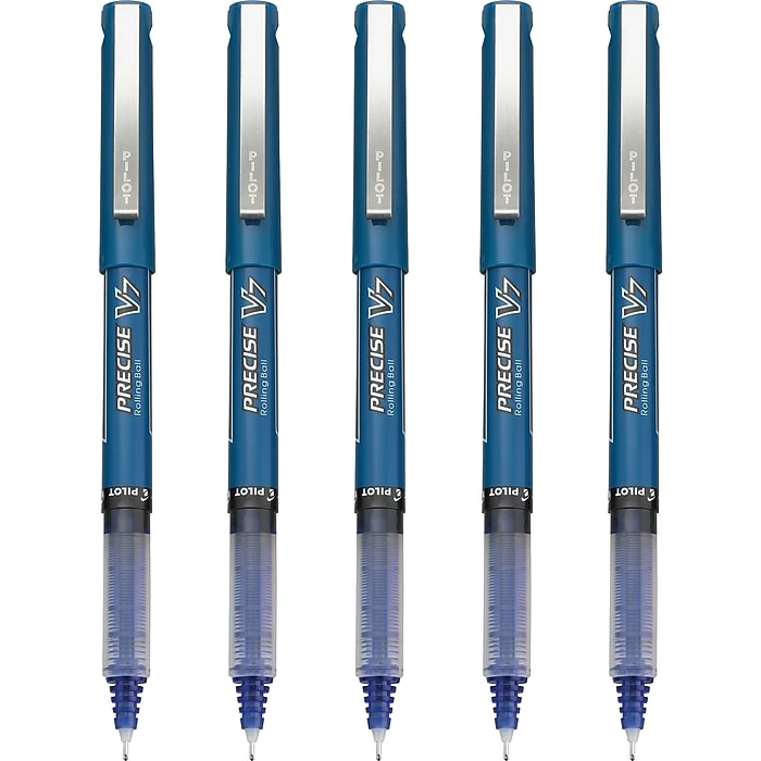 Pilot Precise V7 Rollerball Pens, Fine Point, Blue Ink, 5/Pack (26021) 4 Pilot Precise V7 Rollerball Pens, Fine Point, Blue Ink, 5/Pack (26021) - Image 2