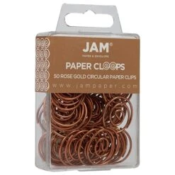 JAM Paper Colored Circular Paper Clips, Round Paperclips, Rose Gold, 50/Pack (21832061) -Office Product Shop sp145003500 sc7