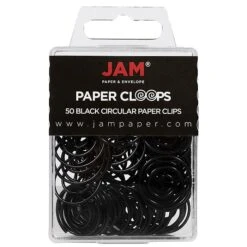 JAM Paper Colored Circular Paper Clips, Round Paperclips, Black, 2 Packs Of 50 (2187133B)