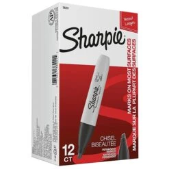 Sharpie Permanent Marker, Chisel Tip, Black, Dozen (38201) -Office Product Shop sp161466735 sc7