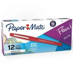 Paper Mate Flair Felt Pen, Medium Point, Red Ink, Dozen (8420152) 17 Paper Mate Flair Felt Pen, Medium Point, Red Ink, Dozen (8420152) -Office Product Shop sp163415487 sc7