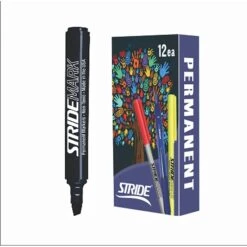 Stride StrideMark Tank Permanent Marker, Chisel Tip, Black Ink, 12/Box (22001)