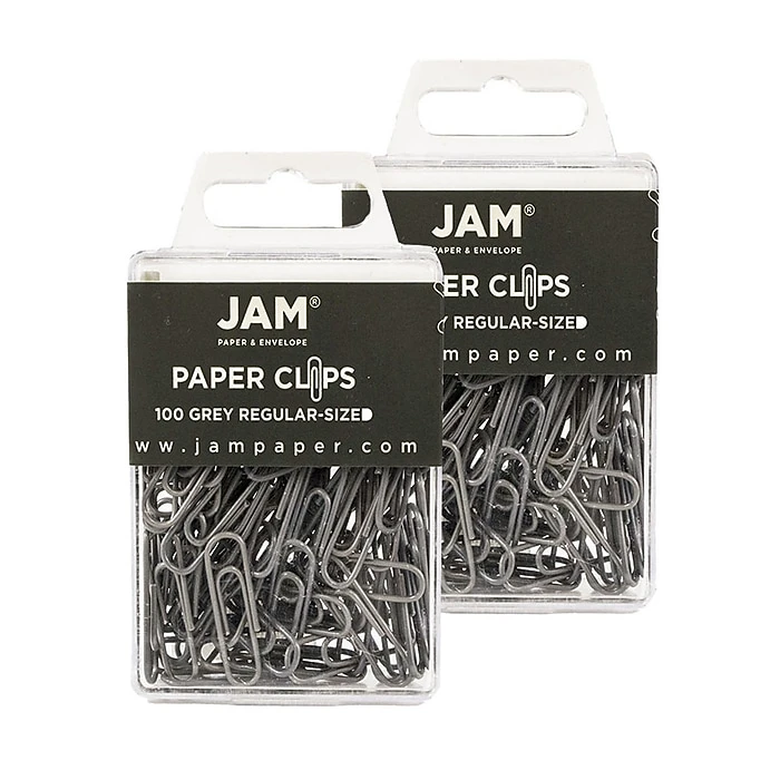 JAM Paper® Colored Standard Paper Clips, Small 1 Inch, Grey Paperclips, 2 Packs Of 100 (21830626a) 3 JAM Paper® Colored Standard Paper Clips, Small 1 Inch, Grey Paperclips, 2 Packs Of 100 (21830626a)