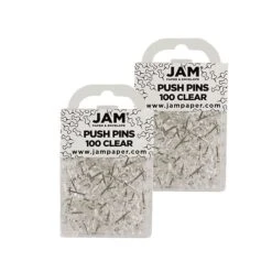 JAM Paper Push Pins, Clear, 2 Packs Of 100 (222419050A)