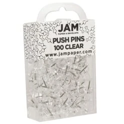 JAM Paper Push Pins, Clear, 2 Packs Of 100 (222419050A) -Office Product Shop sp22235524 sc7