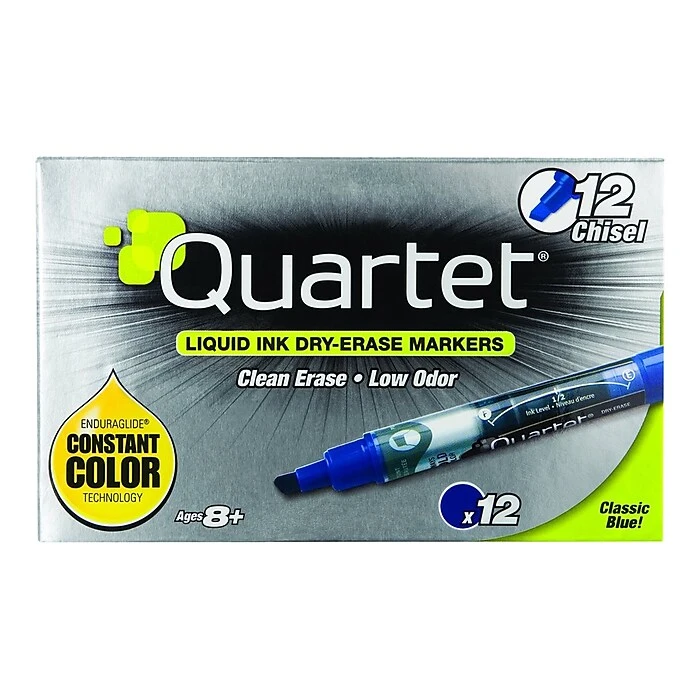Quartet EnduraGlide Dry Erase Markers, Chisel Tip, Blue, 12/Pack (5001-3M) 8 Quartet EnduraGlide Dry Erase Markers, Chisel Tip, Blue, 12/Pack (5001-3M) - Image 6