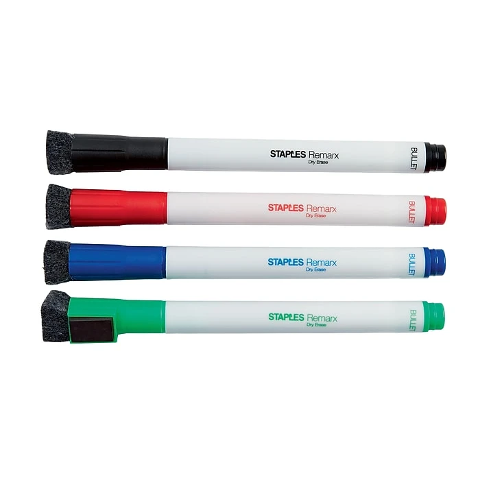 Staples Remarx Dry Erase Markers, Bullet Point, Assorted, 4/Pack (29329) 4 Staples Remarx Dry Erase Markers, Bullet Point, Assorted, 4/Pack (29329) - Image 2