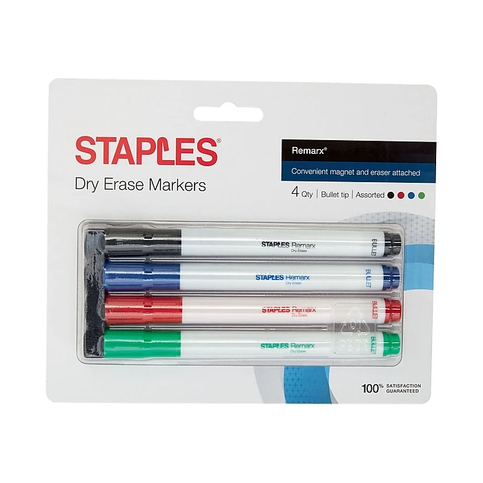 Staples Remarx Dry Erase Markers, Bullet Point, Assorted, 4/Pack (29329) 5 Staples Remarx Dry Erase Markers, Bullet Point, Assorted, 4/Pack (29329) - Image 3