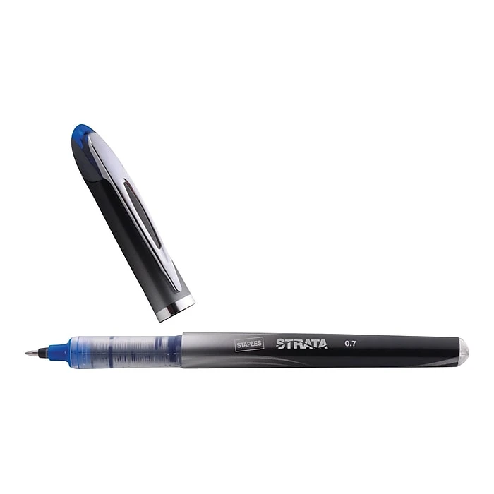Staples Strata Rollerball Pens, Fine Point, Blue Ink, Dozen (40829) 4 Staples Strata Rollerball Pens, Fine Point, Blue Ink, Dozen (40829) - Image 2