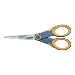 Westcott® Titanium Bonded® Non-Stick 7" Scissors, Pointed Tip, Gray/Yellow (14851)