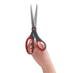 Scotch™ Precision 8" Stainless Steel, Multi-Purpose Heavy Duty Scissors, Sharp Tip, Red/Dark Gray (1448) -Office Product Shop sp44705909 sc7
