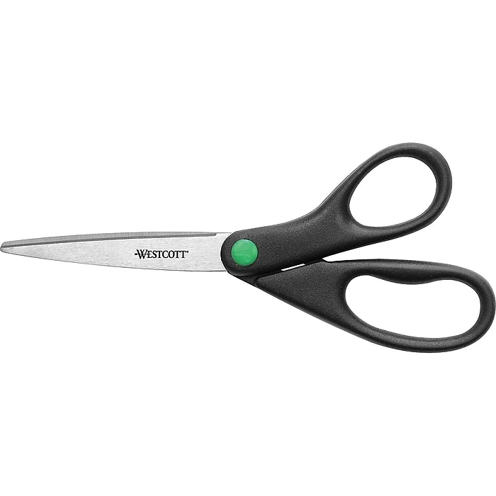 Westcott KleenEarth 8" Stainless Steel Standard Scissors, Pointed Tip, Black (41418/13039) 3 Westcott KleenEarth 8" Stainless Steel Standard Scissors, Pointed Tip, Black (41418/13039)