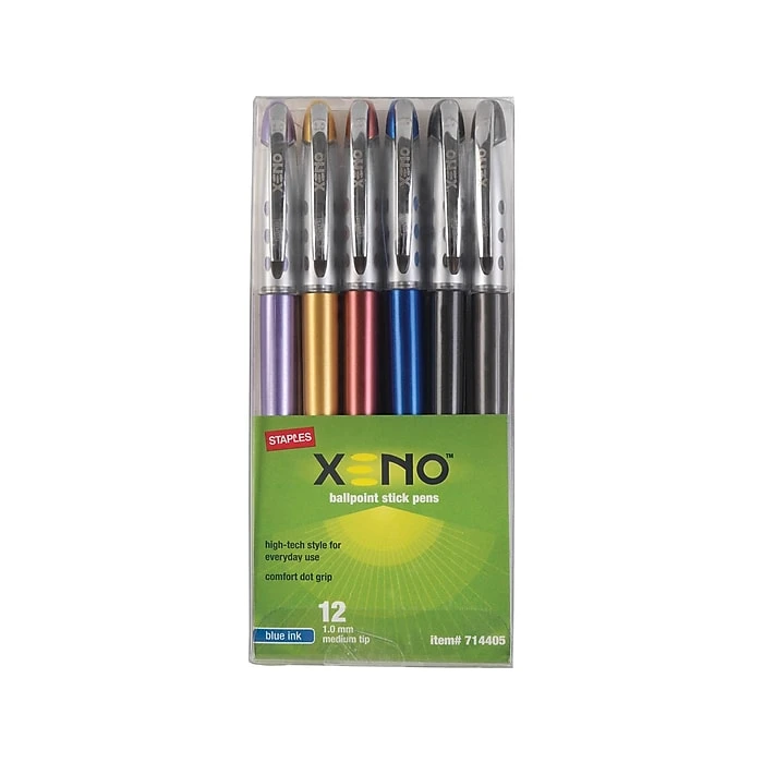 Staples Xeno Ballpoint Pens, Medium Point, Blue Ink, Dozen (17839) 3 Staples Xeno Ballpoint Pens, Medium Point, Blue Ink, Dozen (17839)
