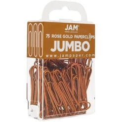 JAM Paper® Colored Jumbo Paper Clips, Large 2 Inch, Rose Gold Paperclips, 2 Packs Of 75 (21832059a) -Office Product Shop sp4798234 sc7