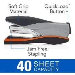 Swingline Optima Desk Stapler, 40 Sheet Capacity, Silver/Black (87845) -Office Product Shop sp56868415 sc7