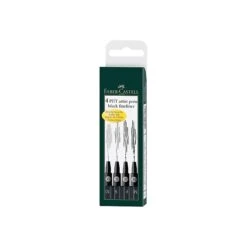 Faber-Castell Pitt Artist Felt Pens, Black Ink, 4/Pack (167115)