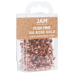 JAM Paper Push Pins, Rose Gold, 100/Pack (22432063) 8 JAM Paper Push Pins, Rose Gold, 100/Pack (22432063) -Office Product Shop sp97365222 sc7
