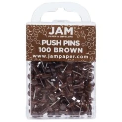 JAM Paper Push Pins, Chocolate Brown, 100/Pack (222419049)